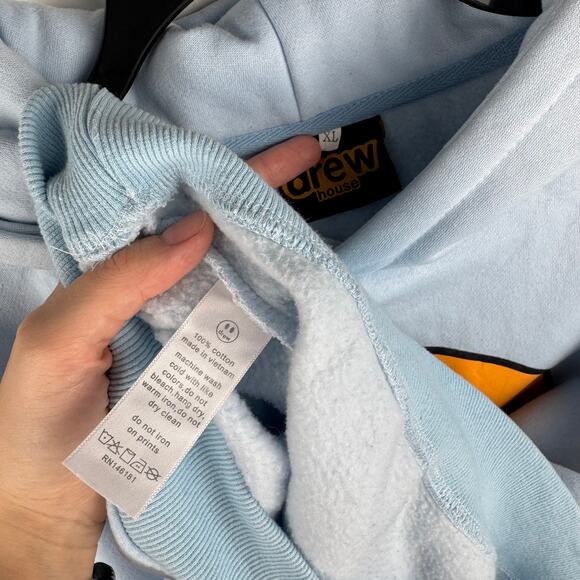 Drew Skate House Hoodie Light Blue Smiley Graphic Skater Grunge - Picture 5 of 5